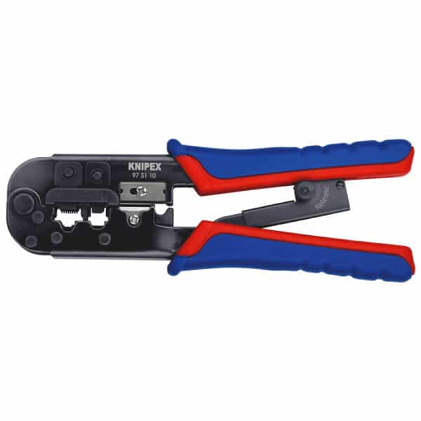 Alicate Para Crimpar Conectores Western Con Fundas Multicomponentes Bruñido 190 Mm (Cartulina Autoservicio/Blíster) KNIPEX 97 51 10 Sb